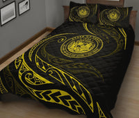 Hawaii Coat Of Arms Quilt Bed Set - Yellow - Frida Style - Polynesian Pride