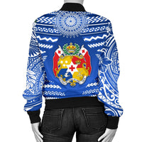 Mate Ma'a Tonga Rugby Women's Bomber Jacket Polynesian Creative Style - Blue - Polynesian Pride