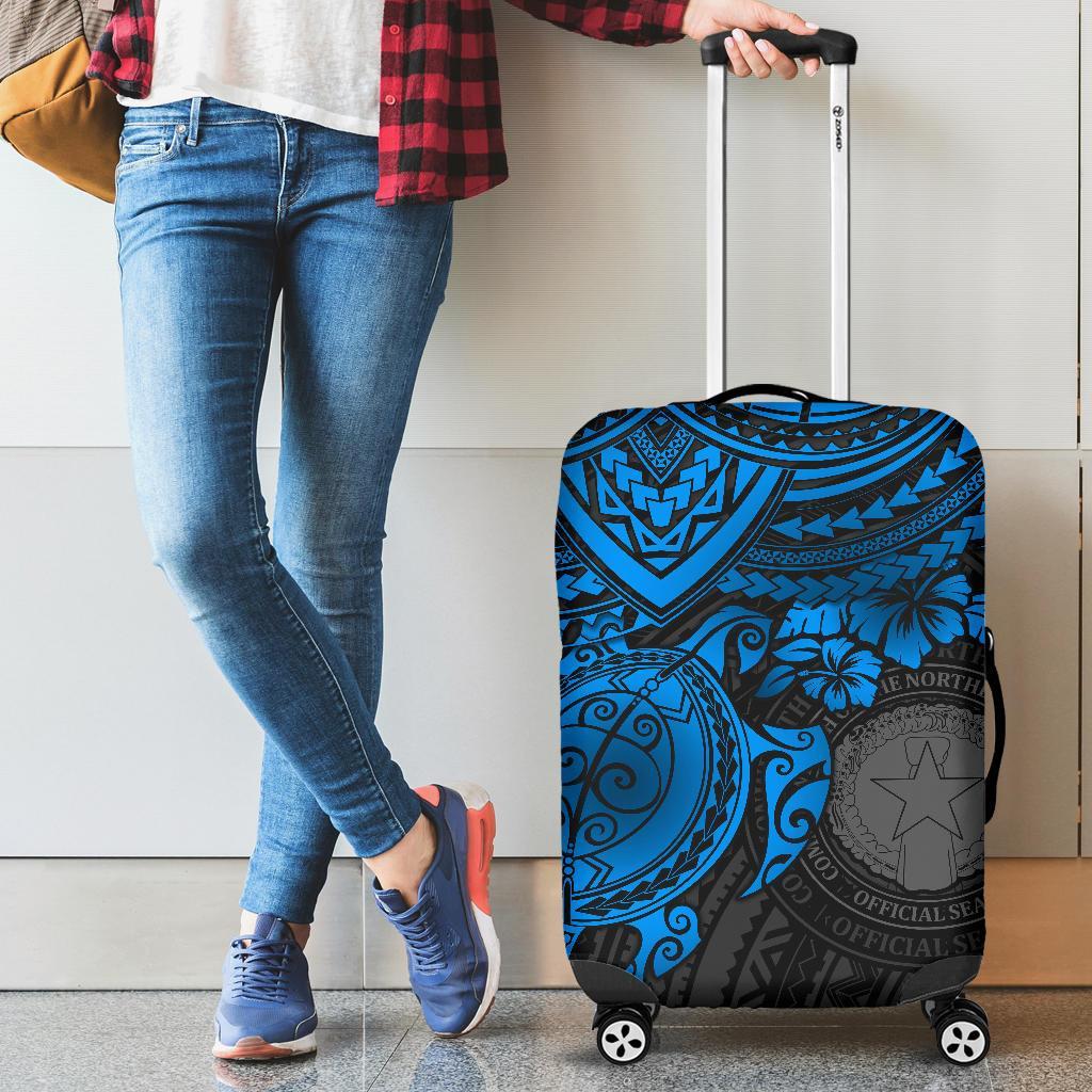 Northern Mariana Islands Polynesian Luggage Covers - Blue Turtle BLUE - Polynesian Pride