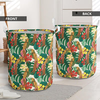 Hawaii Tropical Leaves Flowers And Birds Floral jungle Hawaii Laundry Basket AH - Polynesian Pride