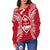 Guam Polynesian Shoulder Sweater Map Red White - Polynesian Pride