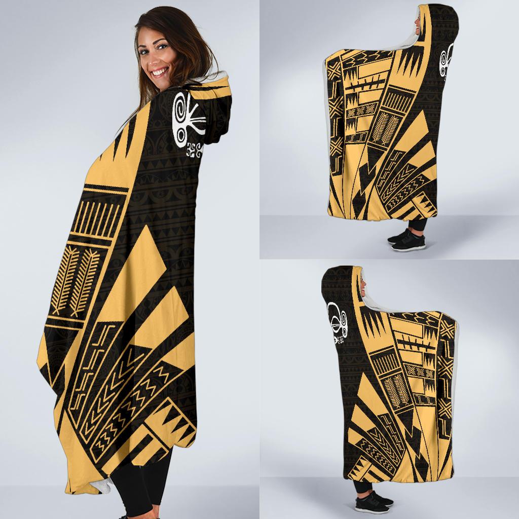 Marquesas Islands Hooded Blanket - Polynesian Tattoo Gold - Polynesian Pride