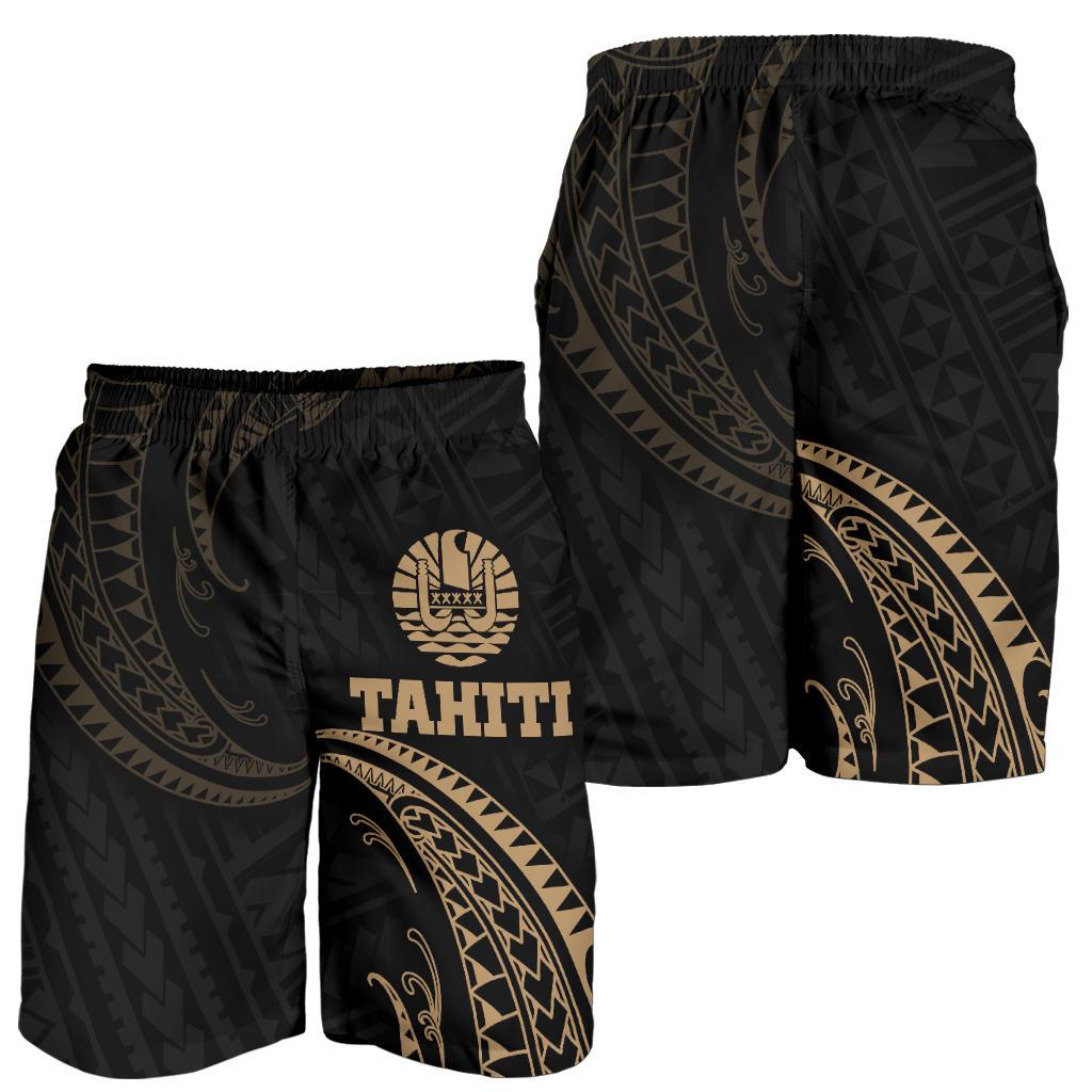 Tahiti Polynesian Men's Short - Gold Tribal Wave - Polynesian Pride