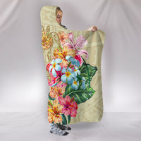 Hawaii Polynesian Flowers Swimming Turtles Hooded Blanket - Polynesian Pride