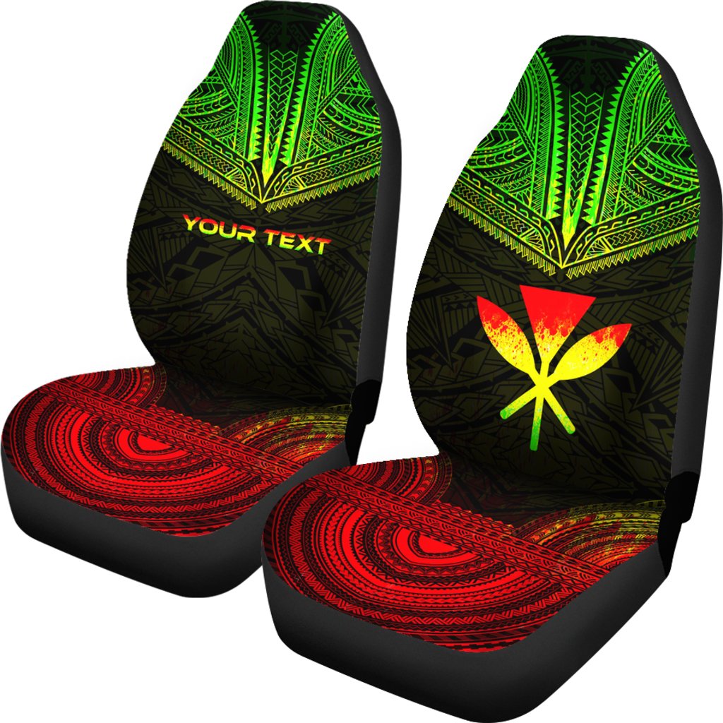 Hawaii Custom Personalised Car Seat Cover - Kanaka Maoli Polynesian Chief Tattoo Reggae Version - Polynesian Pride