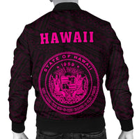 Hawaii Kakau Polynesian Coat Of Arms Men's Bomber Jacket - Pink - Polynesian Pride