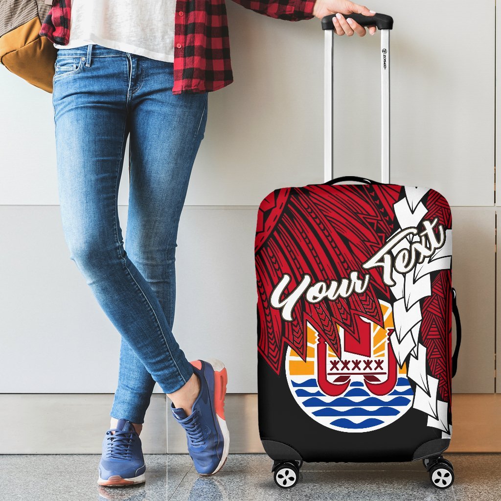 Tahiti Polynesian Custom Personalised Luggage Covers - Tribal Wave Tattoo Flag Style - Polynesian Pride