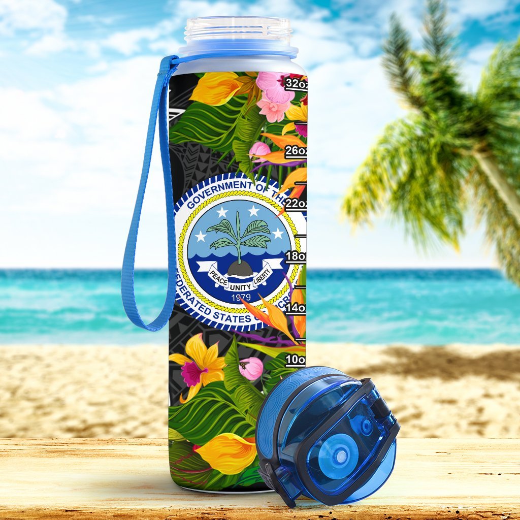 Federated States of Micronesia Custom Personalised Hydro Tracking Bottle - Seal Spiral Polynesian Patterns - Polynesian Pride