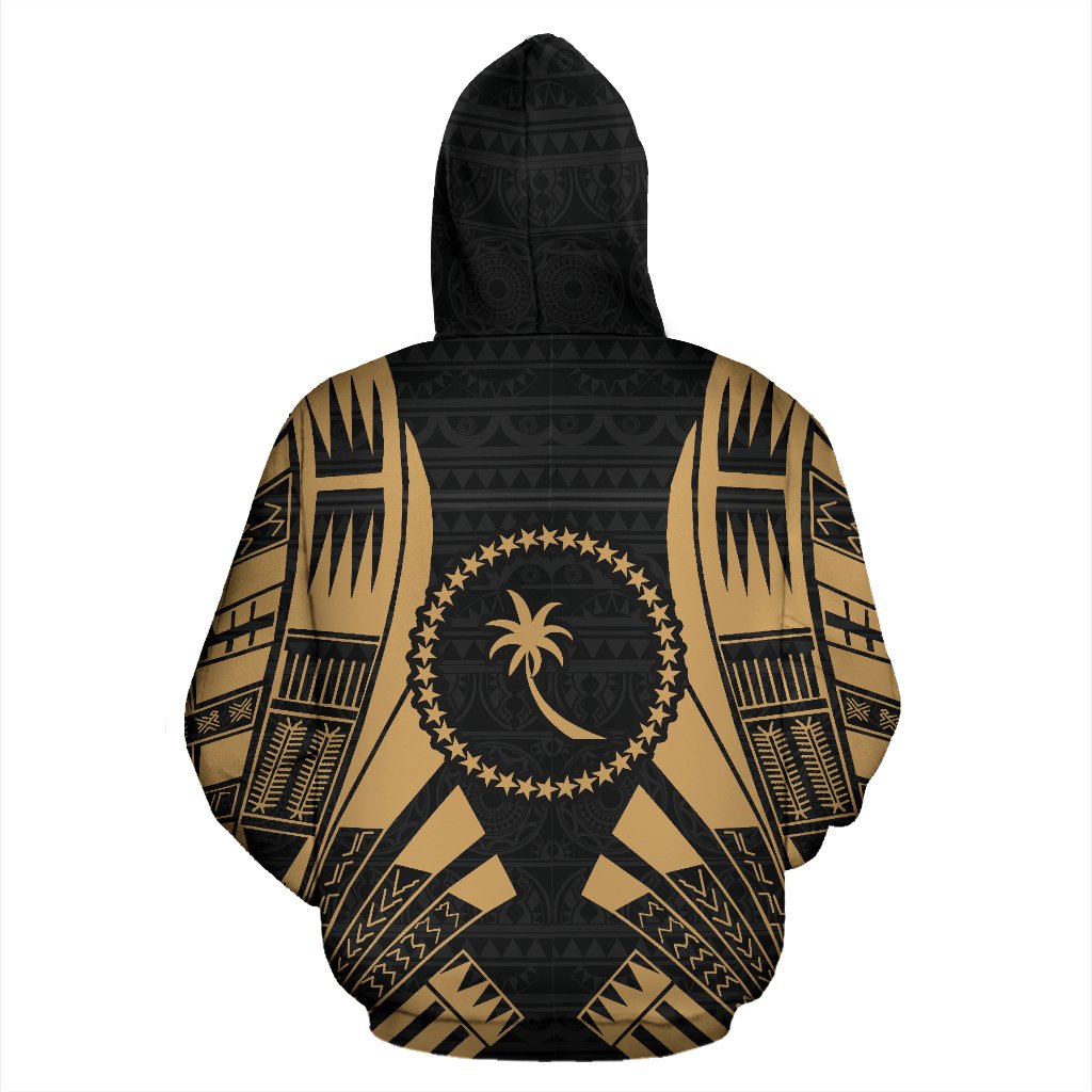 Chuuk State All Over Hoodie Gold Tattoo Style - Polynesian Pride