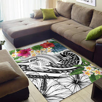 Tahiti Polynesian Area Rug - Summer Plumeria (White) - Polynesian Pride