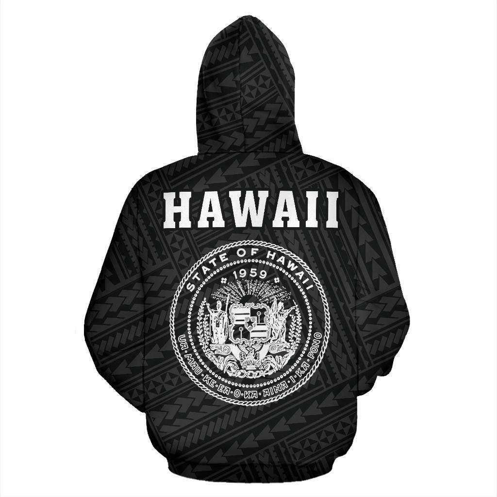 Polynesian Kakau Seal of Hawaii Zip Hoodie White - Polynesian Pride