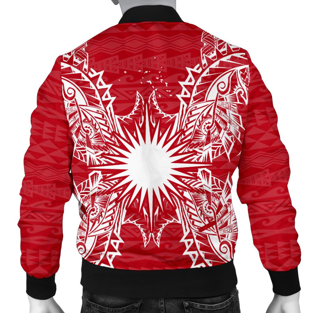Marshall Polynesian Men's Bomber Jacket Map Red White - Polynesian Pride