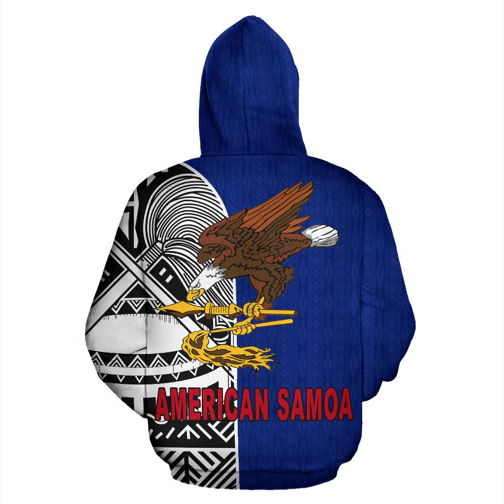 American Samoa All Over Zip up Hoodie Polynesian Shoulder Style - Polynesian Pride