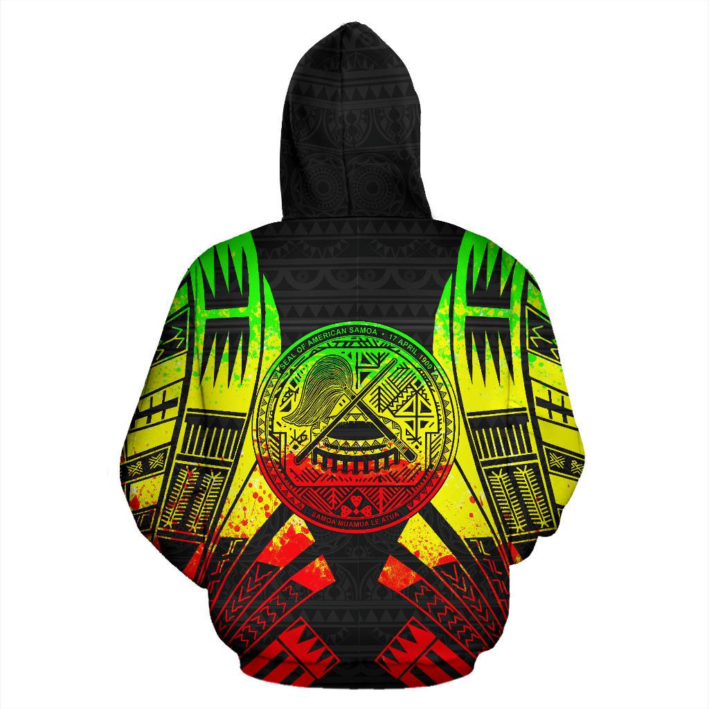 American Samoa All Over Custom Hoodie Reggae Tattoo Style - Polynesian Pride