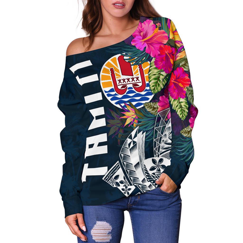 Tahiti Women's Off Shoulder Sweater - Tahiti Summer Vibes - Polynesian Pride