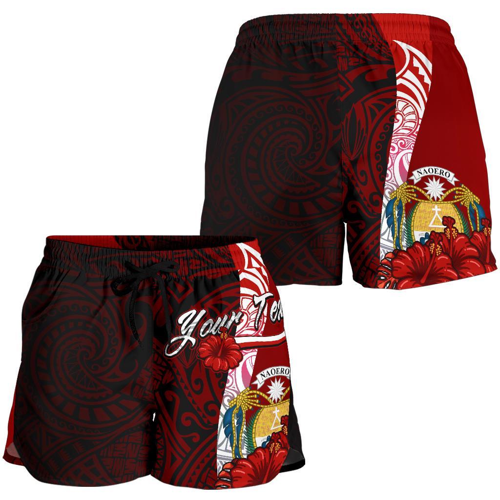 Nauru Polynesian Custom Personalised Women's Shorts - Coat Of Arm With Hibiscus - Polynesian Pride