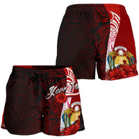 Nauru Polynesian Custom Personalised Women's Shorts - Coat Of Arm With Hibiscus - Polynesian Pride