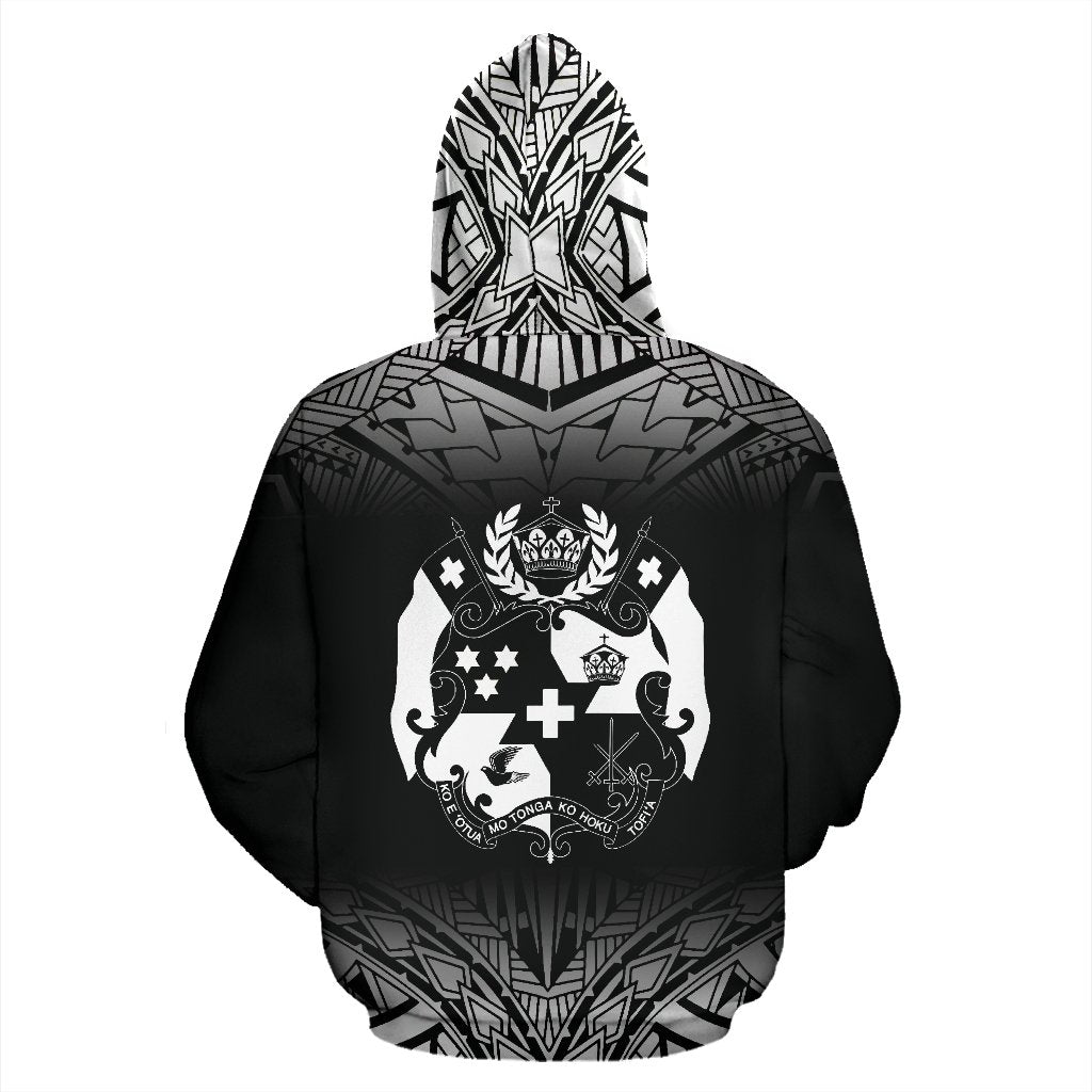 Tonga All Over Zip up Hoodie Fog Black Style - Polynesian Pride