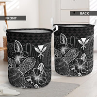 Polynesian Hawaii Laundry Basket - Polynesian Turtle Hibiscus Black - Polynesian Pride