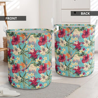 Hawaii Seamless Floral Pattern With Tropical Hibiscus, Watercolor Hawaii Laundry Basket - Polynesian Pride