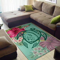 Hawaii Turtle Hibiscus Plumeria Rug - Hug Style - Polynesian Pride