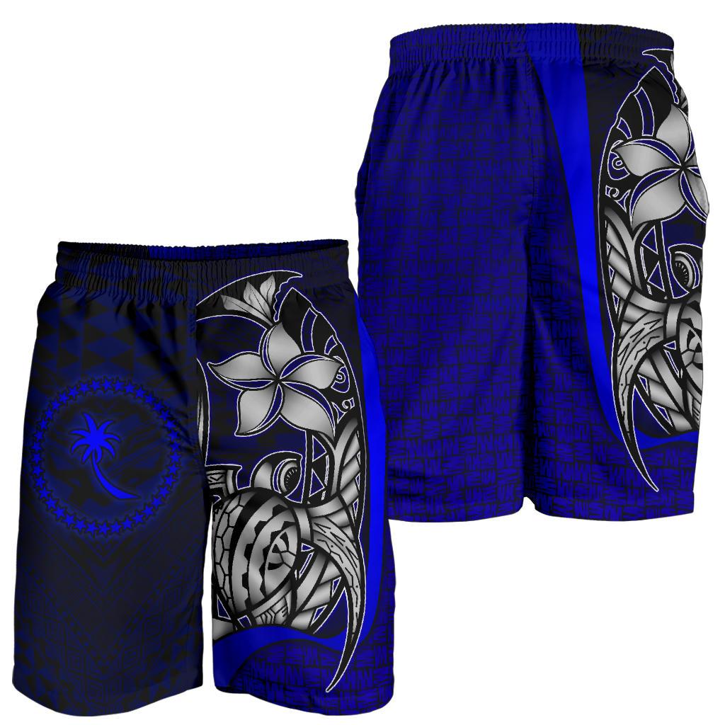 Chuuk Micronesian Men's Shorts Blue - Turtle With Hook - Polynesian Pride