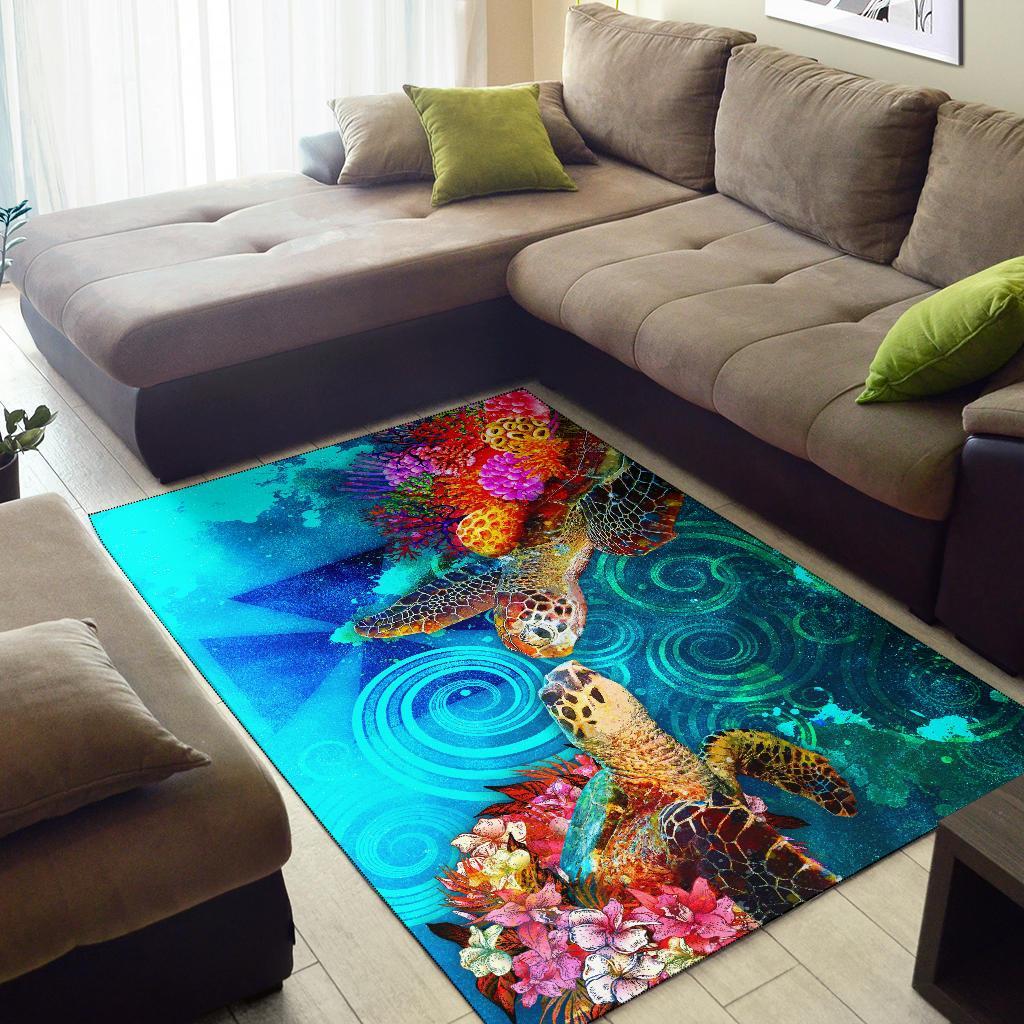 Wallis and Futuna Area Rug - Sea Turtle Coral Treasure - Polynesian Pride