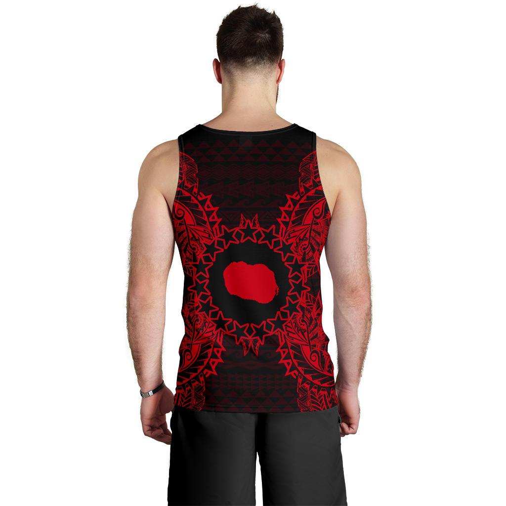 Cook Islands Polynesian Men Tank Top Map Red - Polynesian Pride