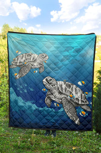 Turtle And Humuhumunukunukuapua'a Premium Quilt - Polynesian Pride