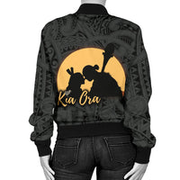 Maori Kiwi Rugby Women Bomber Jacket Hongi - Kia Ora New Zealand - Polynesian Pride