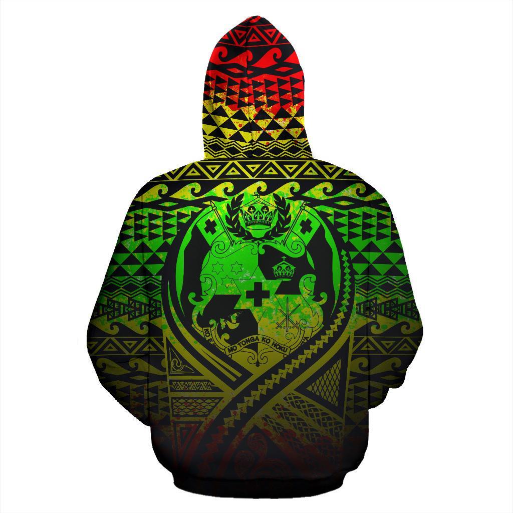 Tonga All Over Zip up Hoodie Lift up Reggae - Polynesian Pride