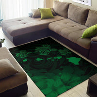 Hawaii Turtle Hibiscus Map Polynesian Area Rug AH - Polynesian Pride