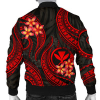 Polynesian Hawaii Men Bomber Jacket - Red Plumeria - Polynesian Pride