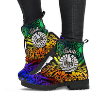 Tahiti Leather Boots - Rainbow Polynesian Pattern - Polynesian Pride