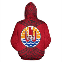 Tahiti All Over Zip up Hoodie Polynesian Royal Style - Polynesian Pride