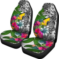 Tokelau Car Seat Covers White - Turtle Plumeria Banana Leaf - Polynesian Pride