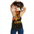 Sun In Leo Zodiac Women Racerback Tank Polynesian Tattoo Simple - Orange Black - Polynesian Pride