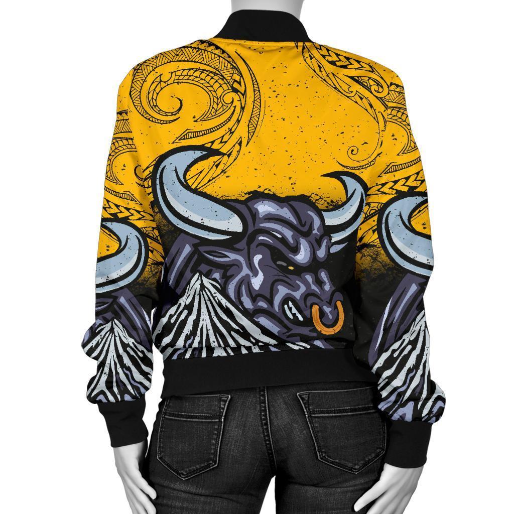 New Zealand Maori Women Bomber Jacket Taranaki Bull - Polynesian Pride