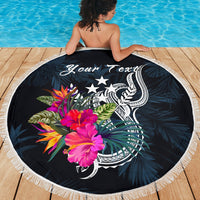 Kosrae Micronesia Custom Personalised Beach Blanket - Tropical Flower - Polynesian Pride