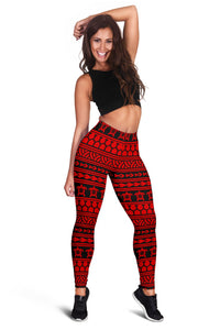 Polynesian Tattoo Tribal Red Hawaii Women's Leggings AH - Polynesian Pride