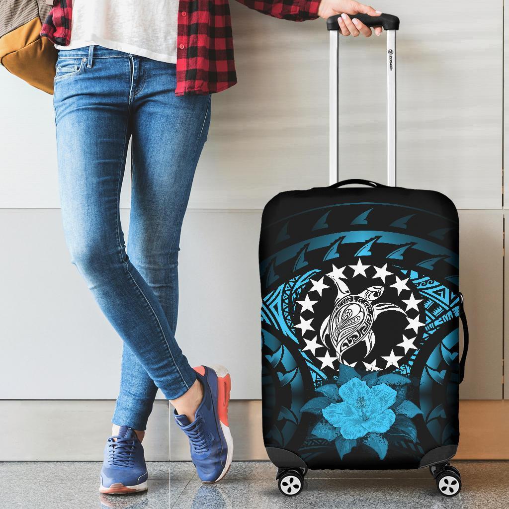 Cook Islands Luggage Covers - Turquoise Hibiscus - Polynesian Pride