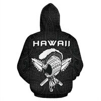 Polynesian Kakau Helmet Weapon White Kanaka Warrior Hoodie (Zip) - Polynesian Pride