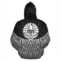 Tahiti Polynesian Custom Hoodie Black Pride Map nd Seal - Polynesian Pride