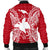 Papua New Guinea Polynesian Men's Bomber Jacket Map Red White - Polynesian Pride