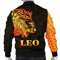Sun In Leo Zodiac Men Bomber Jacket Polynesian Tattoo Simple - Orange Black - Polynesian Pride