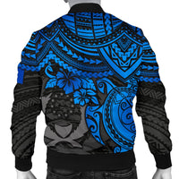 Pohnpei Polynesian Bomber Jacket (Men) - Polynesian Blue Turtle - Polynesian Pride