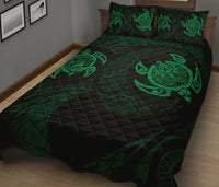 Hawaii Polynesian Turtle Quilt Bed Set Bed Set Green - Polynesian Pride