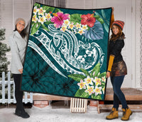 Tonga Polynesian Premium Quilt - Summer Plumeria (Turquoise) - Polynesian Pride
