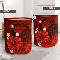 Hibiscus Plumeria Polynesian Turtle Hawaii Laundry Basket Red AH - Polynesian Pride