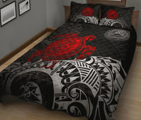 American Samoa Polynesian Quilt Bed Set - American Samoa Seal & Red Turtle - Polynesian Pride